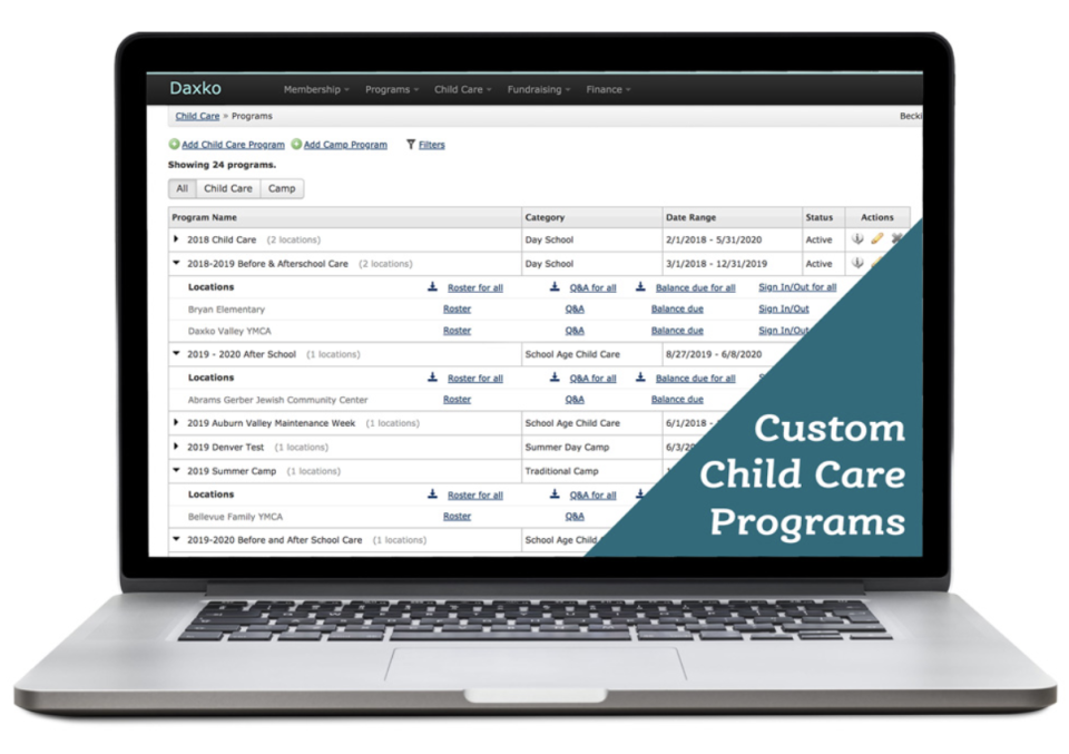 screenshot of Daxko Operations